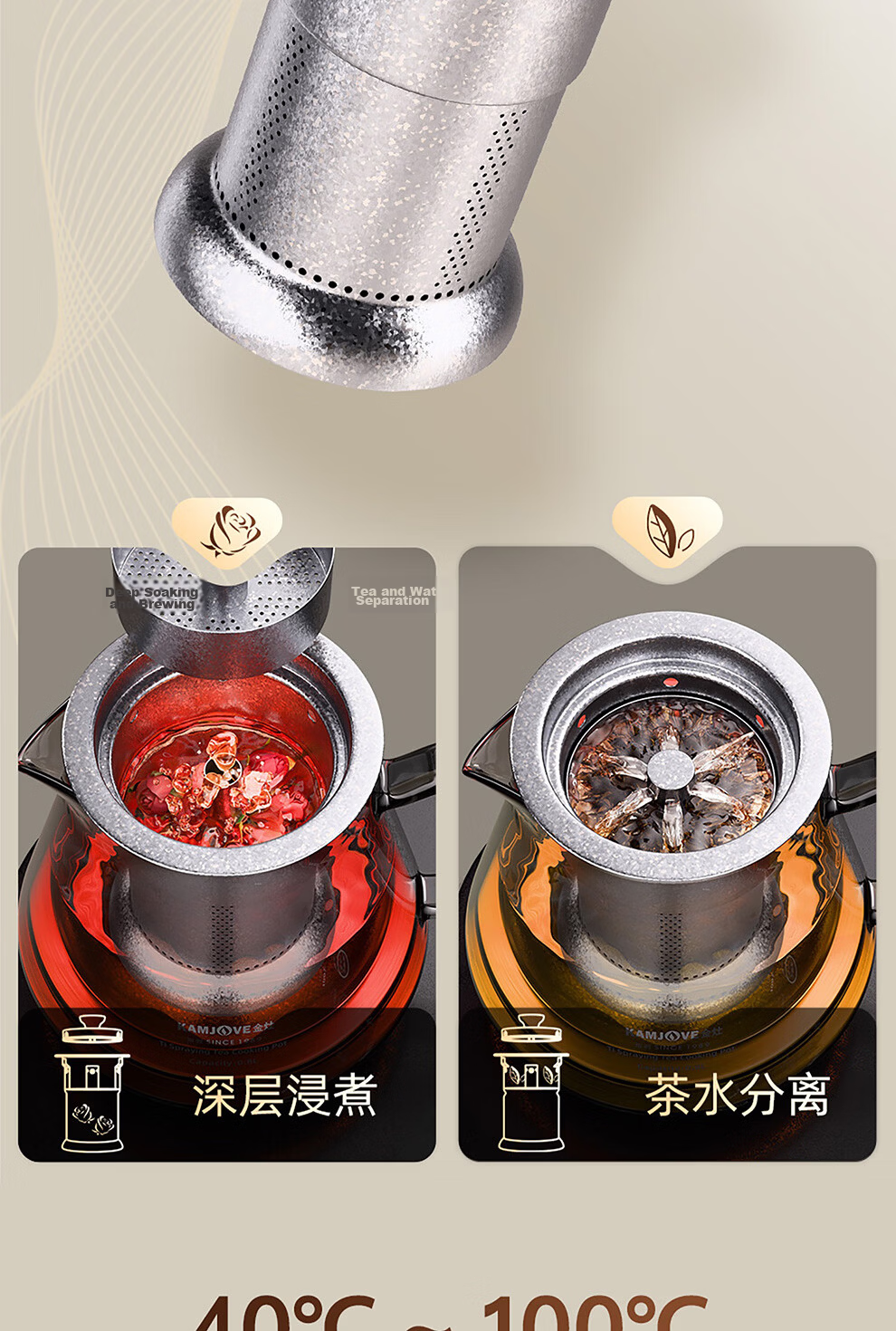 KAMJOVE Upgraded Automatic Water Supply Electric Kettle Pure Titanium Electric Tea Kettle Insulated All-in-One Fully Automatic Electric Kettle M-99 24
