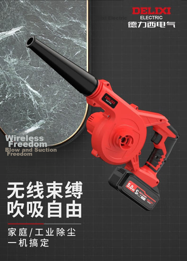 DELIXI ELECTRIC Rechargeable High-Power Blower Dust Removal Snow Blower Lithium Battery Industrial Dust Blower Three-in-One 3