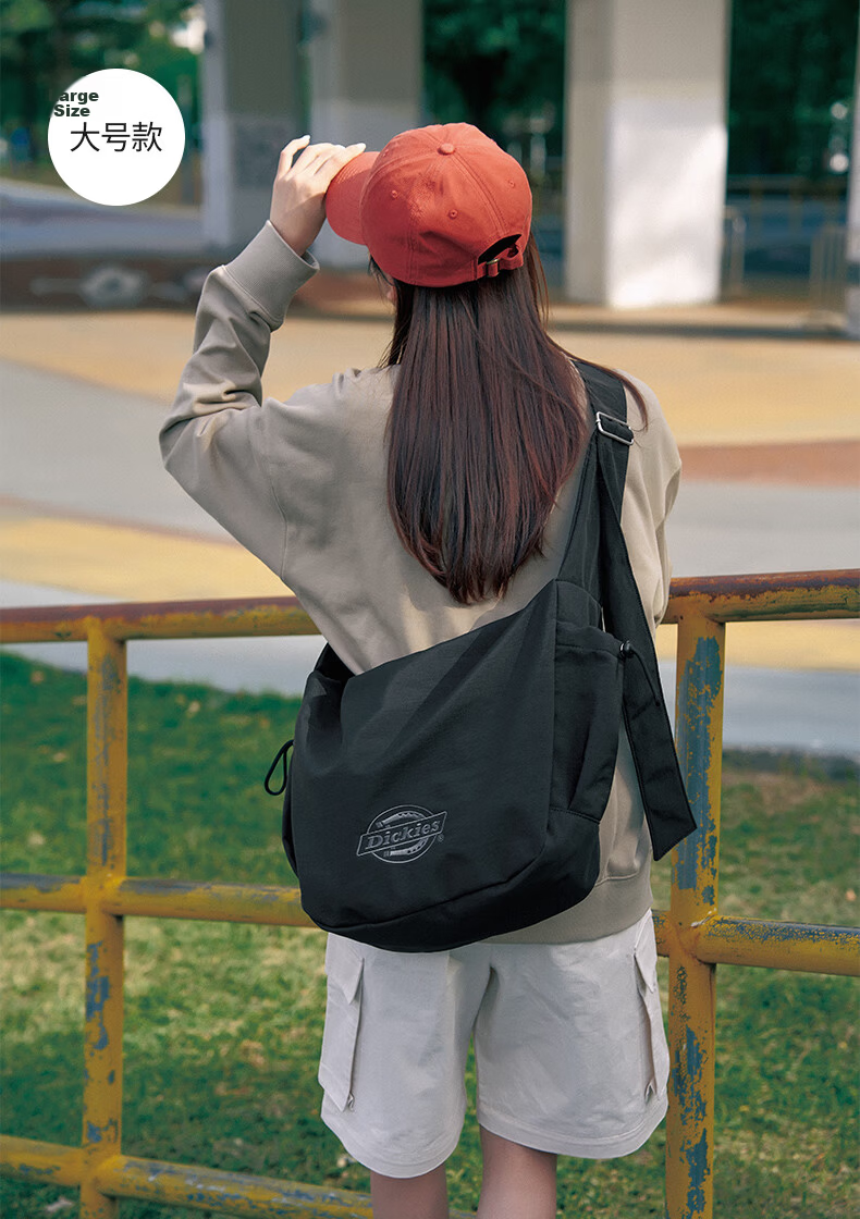 Dickies Shoulder Bag, Unisex Crossbody Bag, Nylon Casual Style, for School Commute And Travel, Large Capacity Dumpling Bag, Adjustable Small Size 19