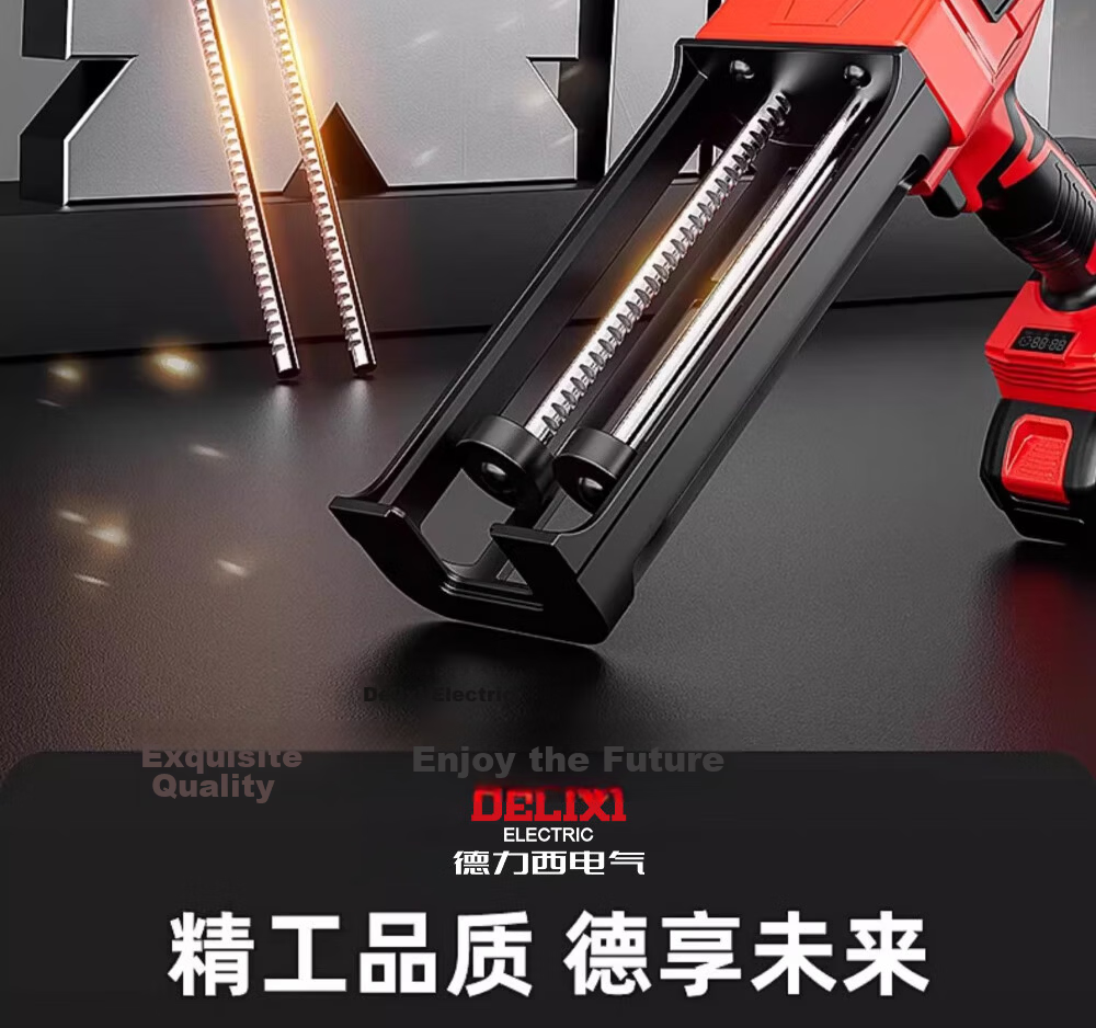 Delixi Electric Dual-Tube Caulking Gun for Tile Grout, Fully Automatic 16.8V Sealant Applicator Tool 24