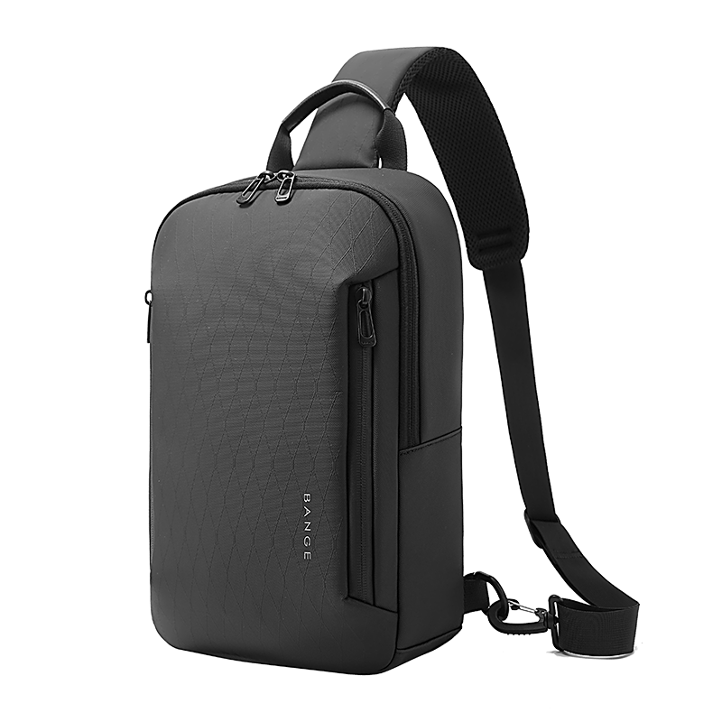 Bange Men's Large Capacity Crossbody Travel Chest Bag Large Capacity Tablet Casual Shoulder Bag Trendy 3077 Black
