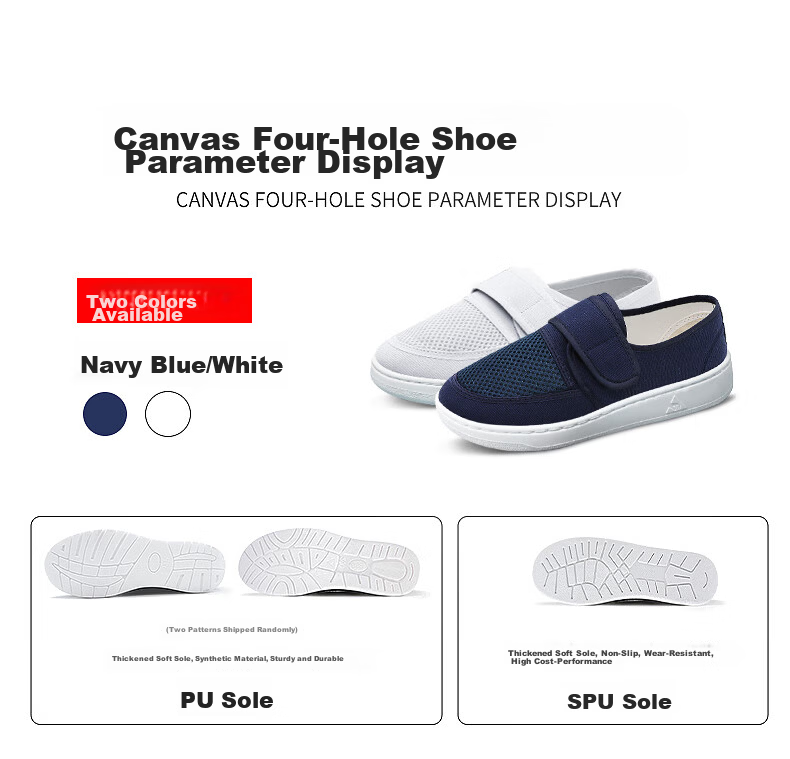 Mulang Anti-Static Velcro Single Mesh Shoes Breathable Dustproof Cleanroom Electronic Factory Work Shoes Thickened Soft Sole Navy Blue PU Sole Velcro Single Mesh Shoes Size 40 3