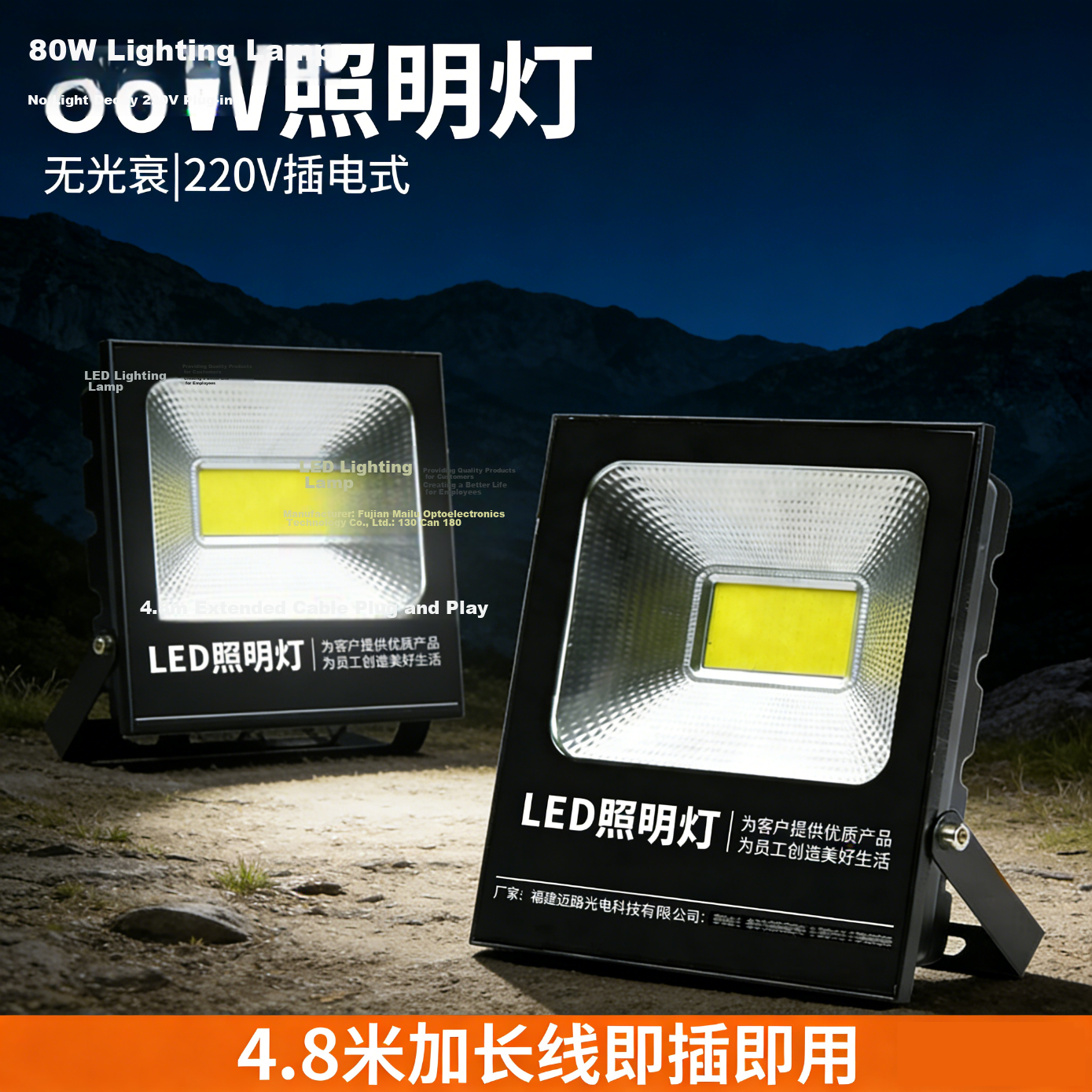 MAX LOAD LED Floodlight Super Bright Outdoor Waterproof High Power Portable 220V Spotlight