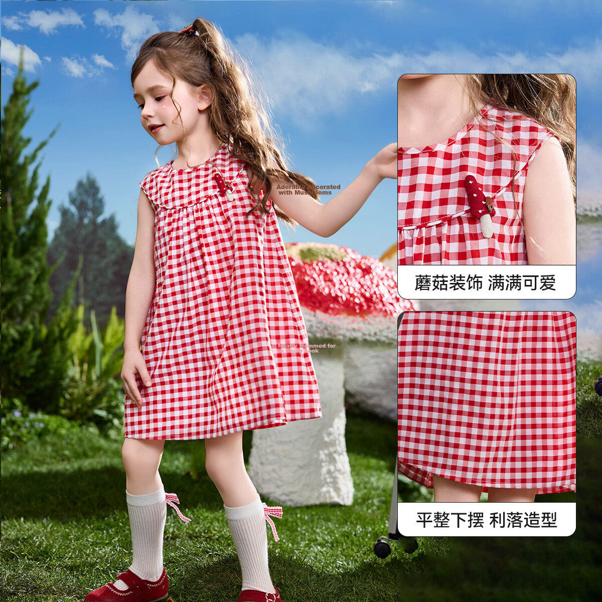 ASK JUNIOR Kids Dress 26 Summer Toddler Plaid Color-Block French Style Sleeveless Vest Dress for Girls Red 6