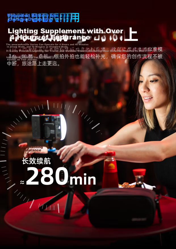 Aputure Ace 25x 25c Handheld Portable Fill Light Video Portrait Outdoor Magnetic Constant Light Travel Outdoor Live Streaming Photography LED Light 7