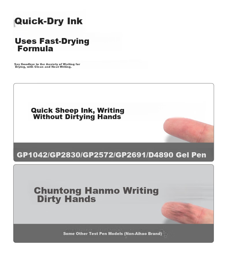 AIHAO ST Quick-Drying Gel Pen, Large Capacity Retractable 0.5mm Black, Student Exam Writing Pen, Office Supplies, Signature Pen, Graduated Refill, Soft Rubber Grip 9