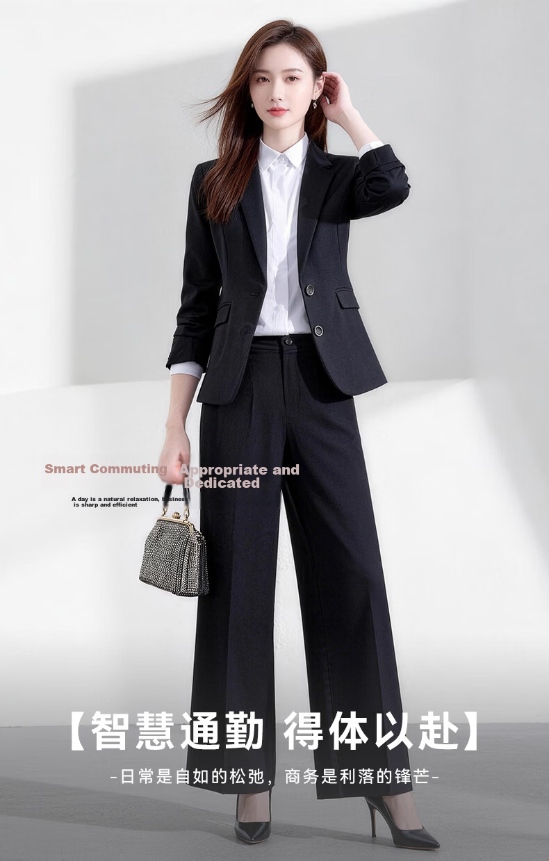 Yulixi Gray Women's Suit Set High-End Professional Formal Slim Fit Wrinkle-Free Blazer for Petite Interview and Commuting 1