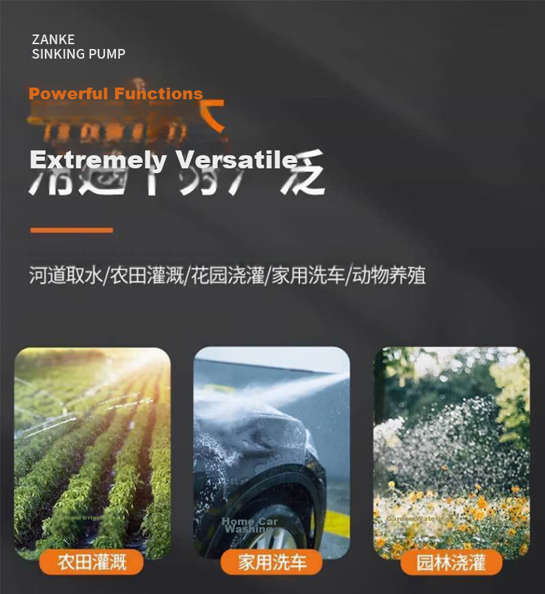 Zanke Submersible Pump Household Well Water 220V Stainless Steel 1 Inch 370W Clean Water Pump for Agricultural Irrigation 10