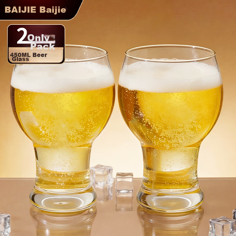 Baijie Beer Glasses Craft Beer Mugs Large Capacity Beer Steins Juice Cups Set of 2