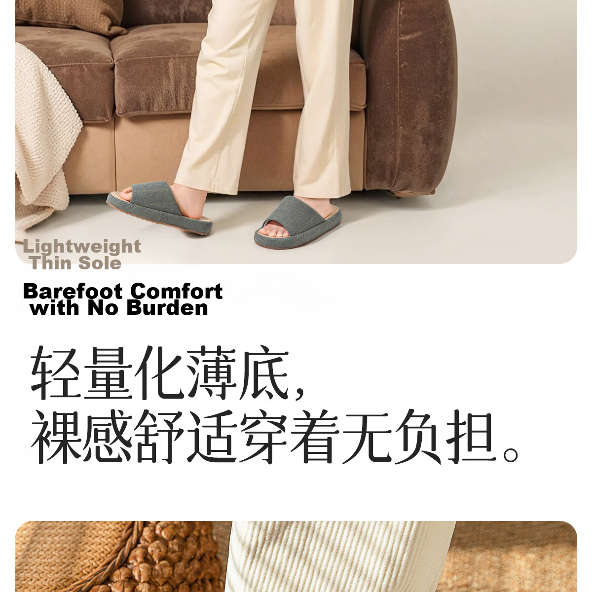 Lidani Thick Sole Linen Slippers with Beef Tendon Sole Indoor Home Wool Slippers 2026 New Rock Gray 42-43 16