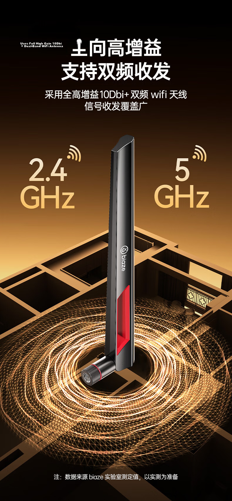 BIAZE WIFI Antenna 10DBI High Gain SMA Internal Hole Network Antenna for Computer Motherboard Network Card Desktop Case Signal Enhancement External Router Extension 1 Pack 6