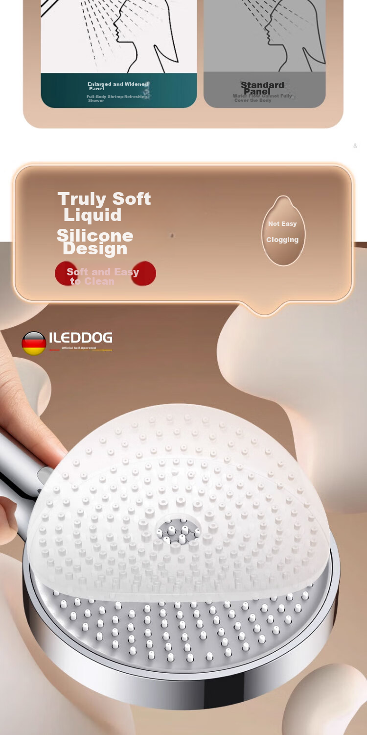 ILeddog Seiko Shower Head High-Pressure Bathroom Large Panel Showerhead CD-20 Liquid Silicone 9
