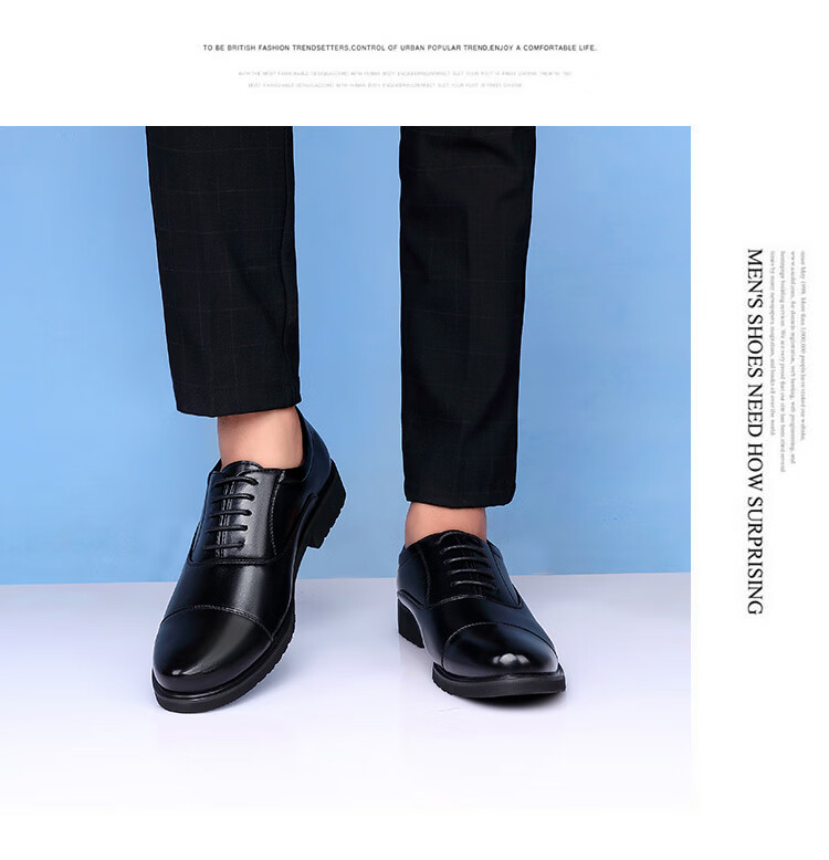 BEIOUTU Men's Leather Shoes, Fashionable Three-Joint Business Formal Shoes, Comfortable Lace-Up Casual Men's Footwear, 8827 Black, Size 41 11