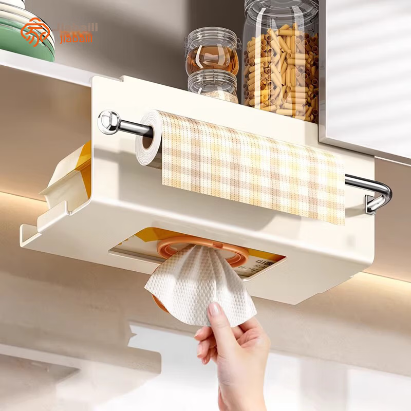 Jiabaili Kitchen Wet Wipes Storage Box Tissue Rack Hanging Cabinet Inverted Tissue Box Storage Cloth Paper Holder Cabinet Roll Paper Rack
