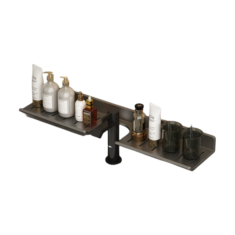 MUYA Mirror Bathroom Storage Rack, Space Aluminum Wall-Mounted Washbasin Organizer Shelf, No Drilling Required