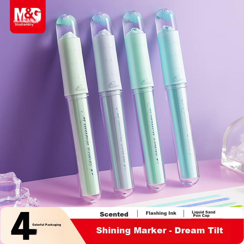 M&G Stackable Color Highlighter Pen Student Marker 4 Colors APMV09F2 Watercolor Pen Gift