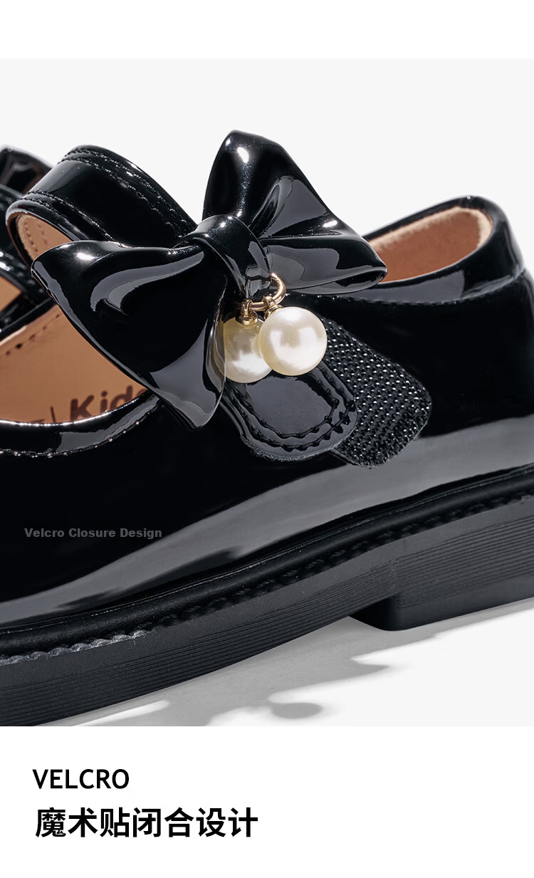 RED DRAGONFLY Children's Autumn Shoes, Girls' Flats, Soft-Soled Princess Shoes for Girls, Small Leather Shoes Q51BPPY455 Black Size 34 15