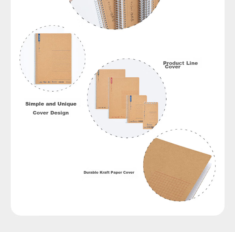MARUMAN A4 Coil Notebook Spiral Kraft Paper Notebook Student Error Correction Exam Prep Notebook [A4 Coil Notebook - 5mm Grid] 40 Pages 11