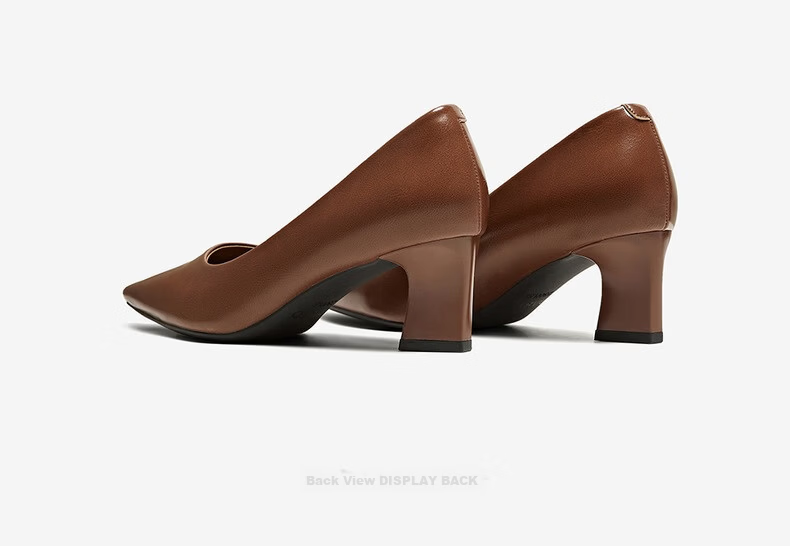 BASTO Brown Pointed Toe Low-Cut Chunky Heel Commuter Women's Shoes B2616CQ5 Size 36 9