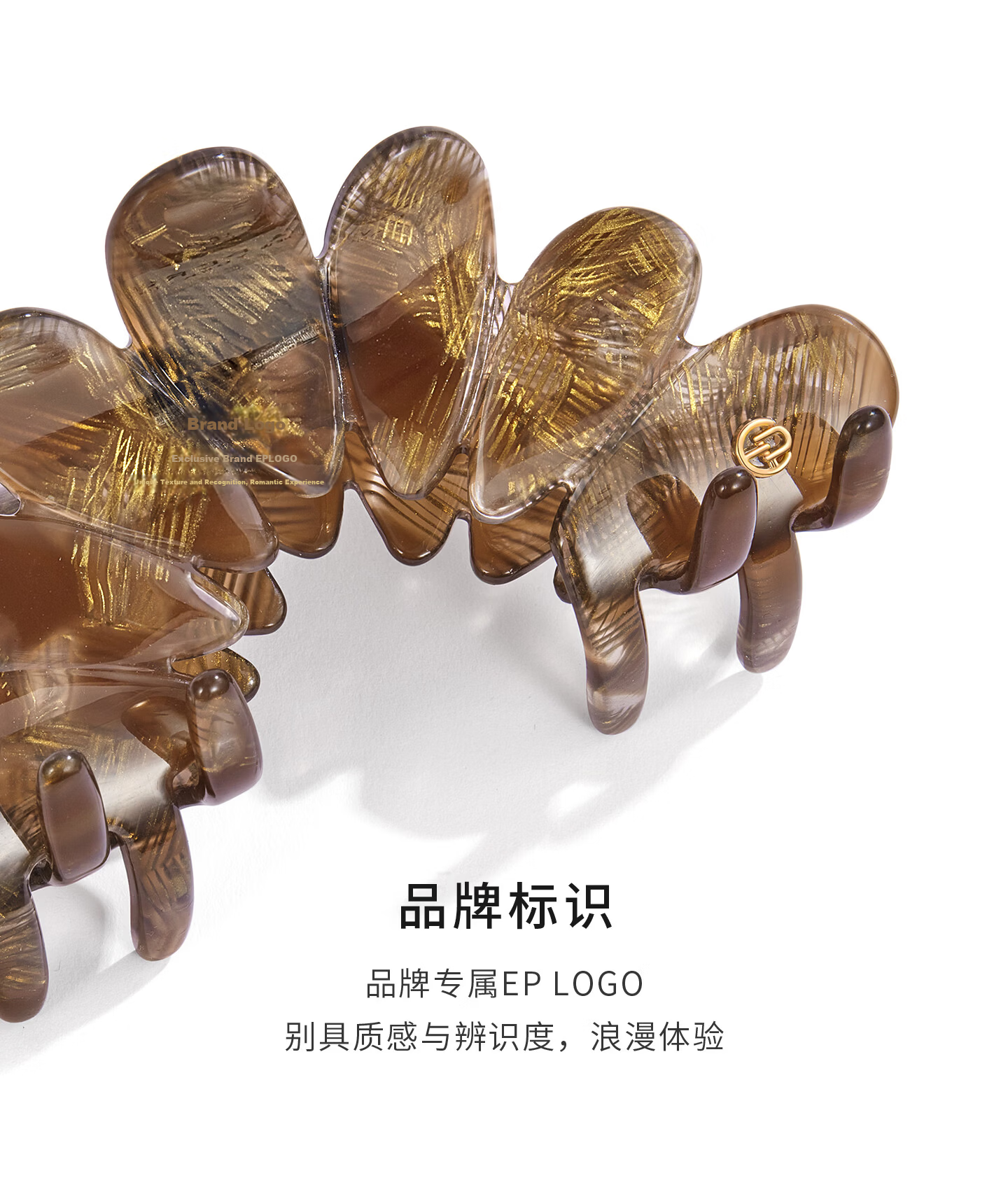 Evita Peroni Petal Hair Claw Summer Half-Up Shark Clip Ins Style Hairpin High-End Hair Clip Shiny Gold White 10