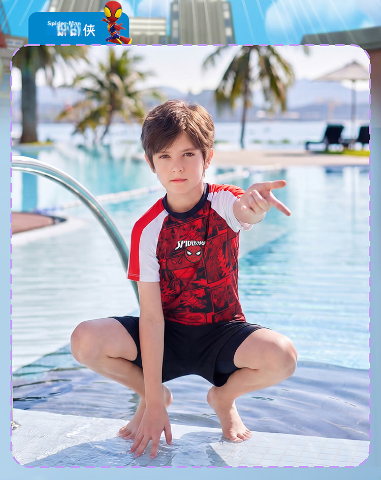 Disney Boys' Sun Protection Swimwear Set Spiderman Red D36075S2I Size 130 3
