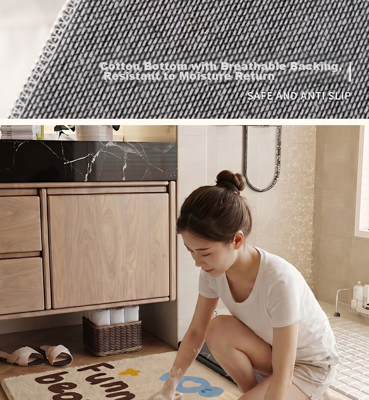 Bodisi Plush Bathroom Door Mat Non-Slip Toilet Floor Mat Washbasin Entrance Rug 60*40CM 11
