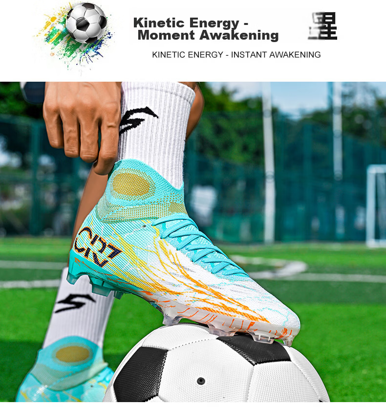 SAIBI Men's Soccer Shoes AG/FG Long Studs Adult Youth Student Professional Training Competition Shoes 305C Suzaku 42 16