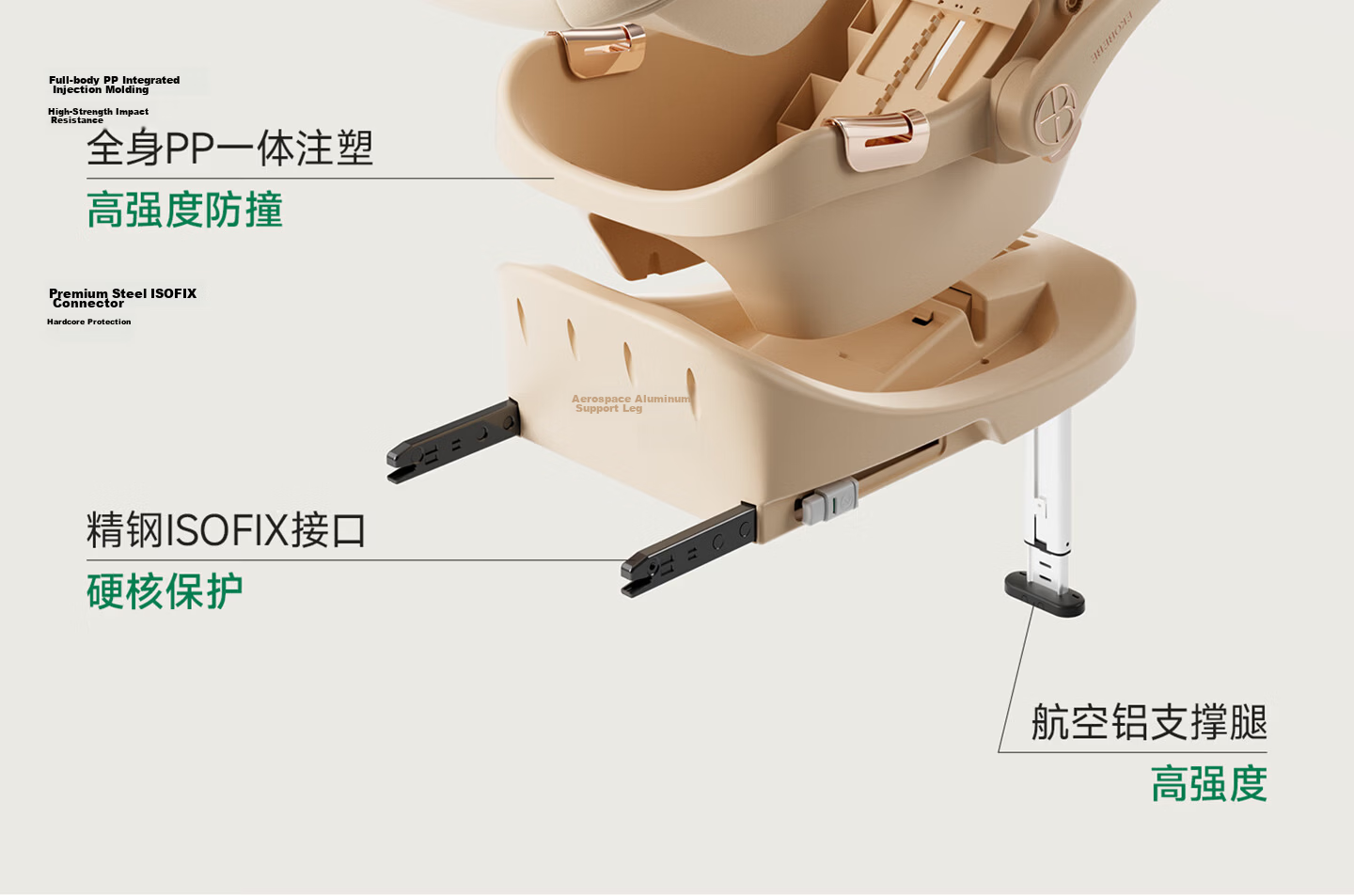 Ekobebe Newborn Infant Carrycot Child Safety Car Seat Baby Portable Car Use Cheese Brown [New National Standard] 21