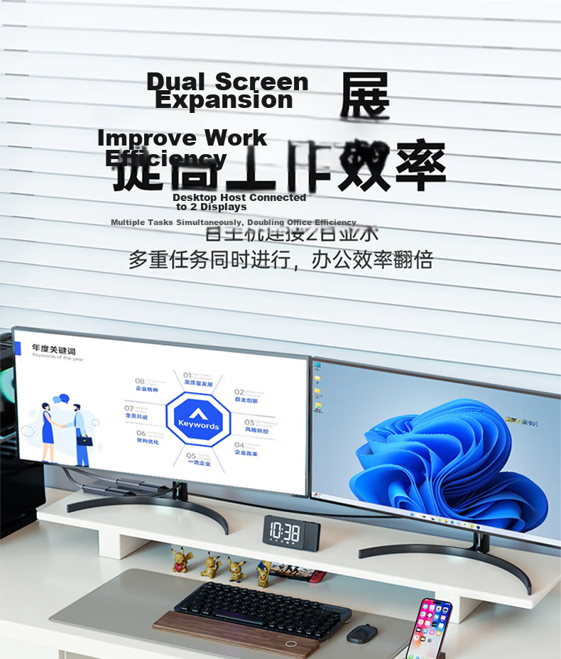 ULT-unite DP1.4 to HDMI 2.0 Converter Cable 4K HD Male to Female Video Adapter for Desktop Laptop Graphics Card External Monitor Screen Casting 0.2m 12