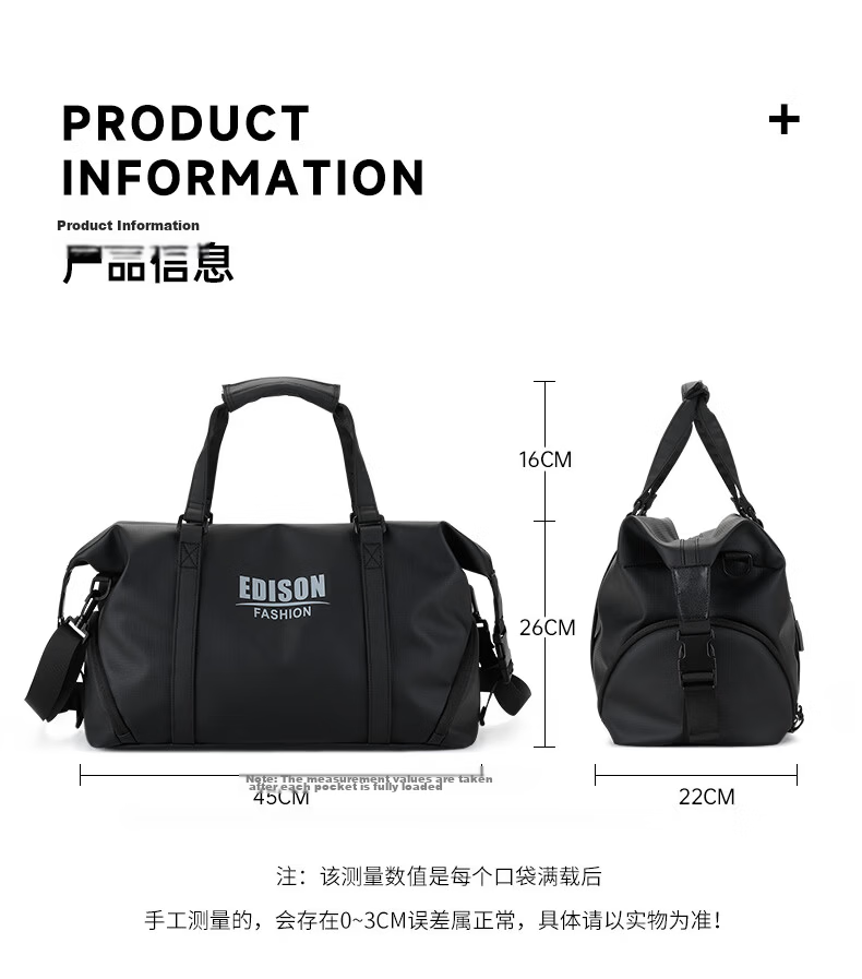 Edison Multifunctional Fitness Bag for Men Handheld Crossbody Business Travel Large Capacity Casual Backpack LX260 Black 4