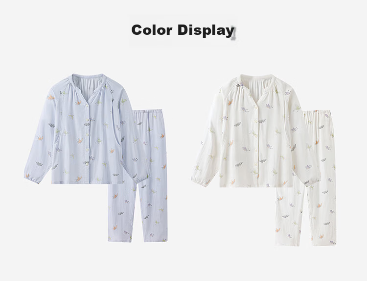 YEEHOO 26 New Maternity Postpartum Homewear 10A Antibacterial Bamboo Cotton Yarn Pajamas Full Pregnancy Air Conditioning Wear Blue M 16