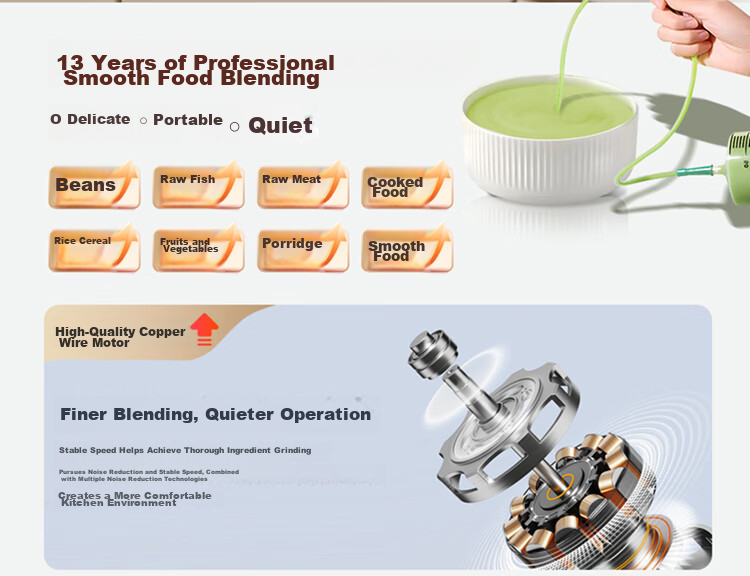 Desadi German Liquid Food Blender Nasogastric Feeding Cooking Heating Elderly Food Meat Grinding Postoperative Liquid Meals 1-2 Person Small Food Processor Blender 2