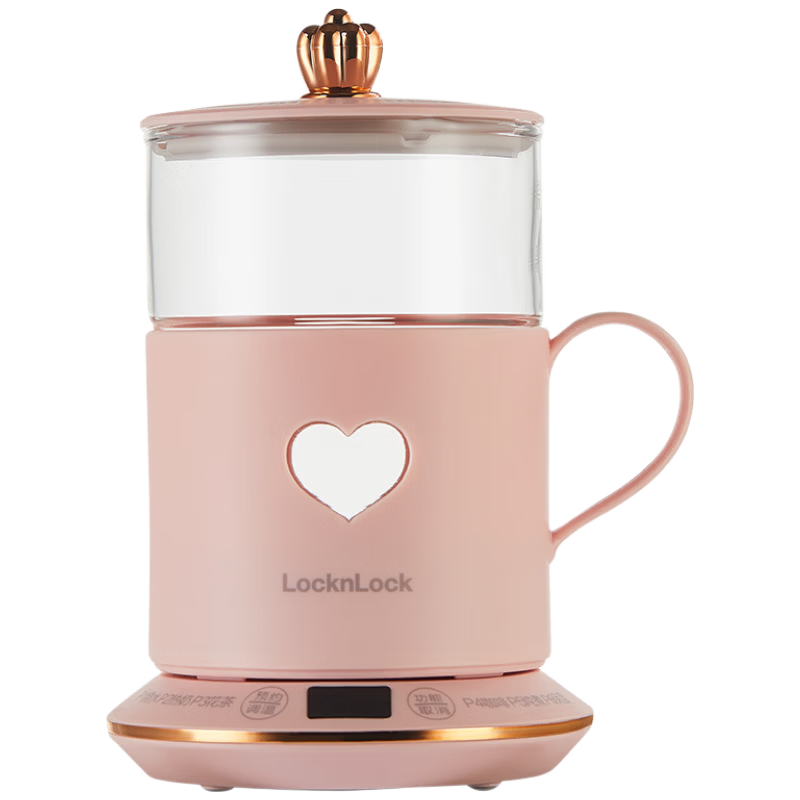 LOCK&LOCK Glass Health Kettle Temperature Control Portable Electric Kettle Desktop Electric Stew Cup Office Heating Kettle EJK3495PIK