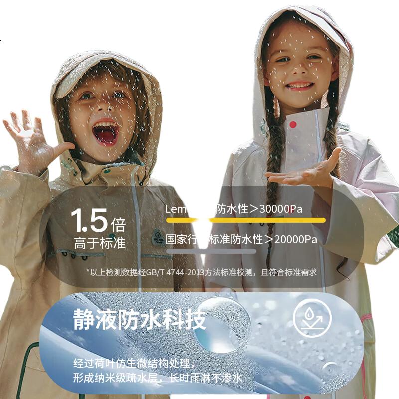 Lemon Baby Kids Raincoat Elementary School Rain Poncho Boys Girls Schoolwear with Backpack Cover Full Body Waterproof Strawberry Mochi L