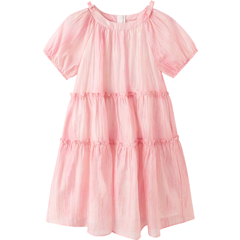 Balabala Kids Dress Girls' Dress 2026 Summer New Big Kids Puff Sleeve Princess A-line Sweet Dress