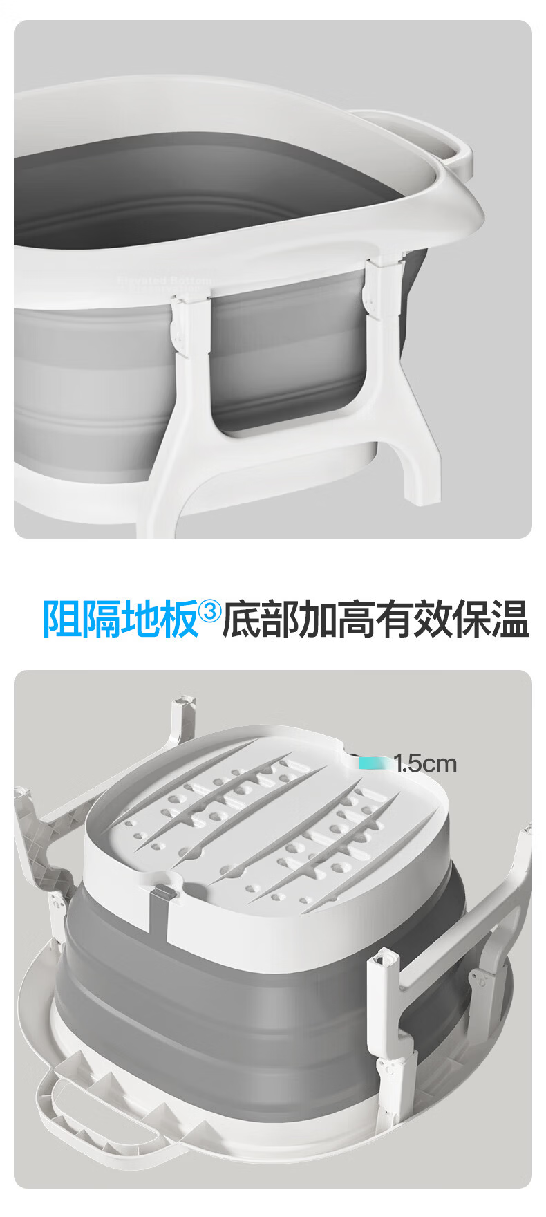Little Seal Japanese Foldable Foot Soak Bucket 14L Home Portable Thickened Deep Foot Bath Basin Health Massage Foot Spa Bucket Water Tub 10