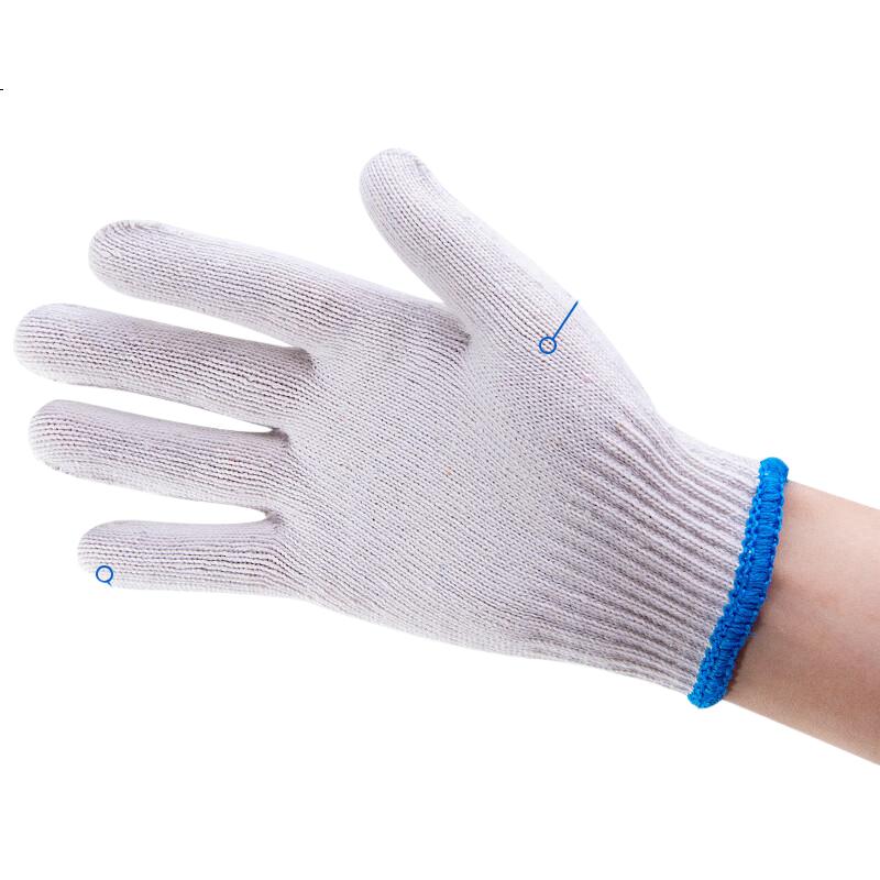Huadun Labor Protection Gloves White Cotton Yarn Work Gloves Wear-Resistant Non-Slip Breathable Worksite Gloves 60 Pairs Cotton Yarn Gloves