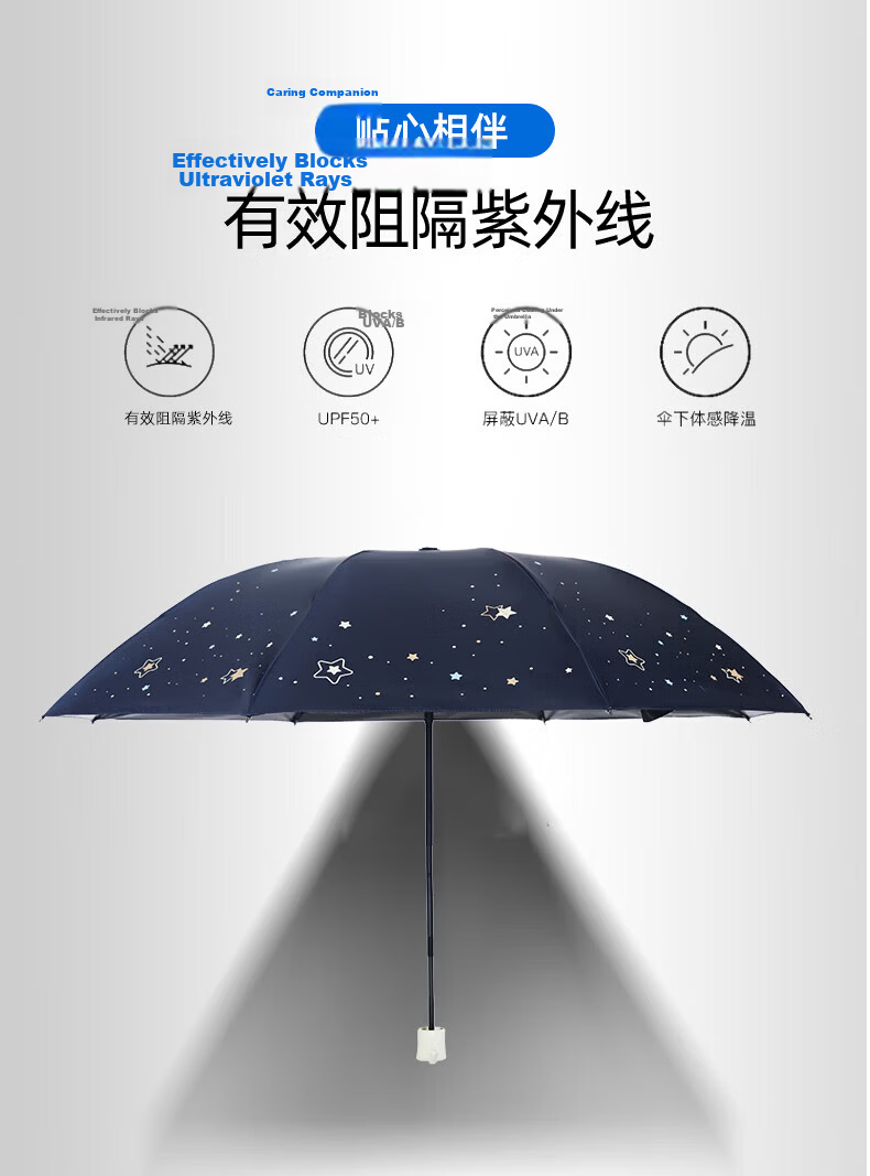 Tiantangsan UV Protection Umbrella, Three-Fold Portable Folding Black Gel Sunscreen Umbrella, Dual-Purpose Umbrella, Cloud Cloth Cheese Color 5