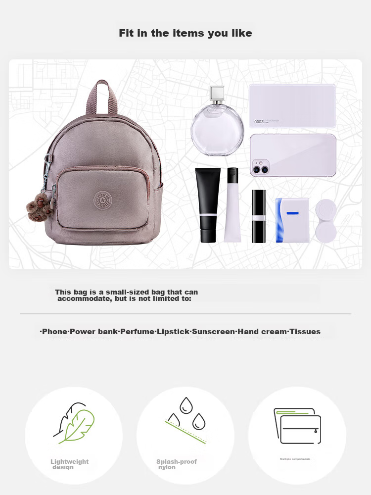 Kaplin Lightweight Fashion Monkey Mini Backpack Glacier Blue Birthday Gift 3