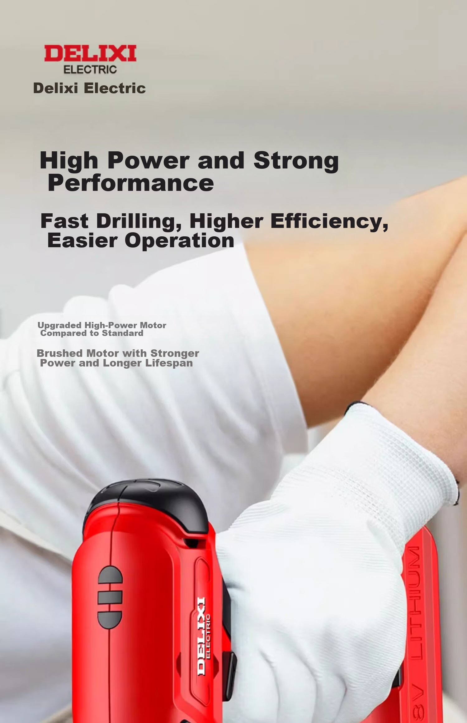 Delixi Electric Drill Cordless Screwdriver Impact Set Lithium Battery Handheld Drill Power Tools 6