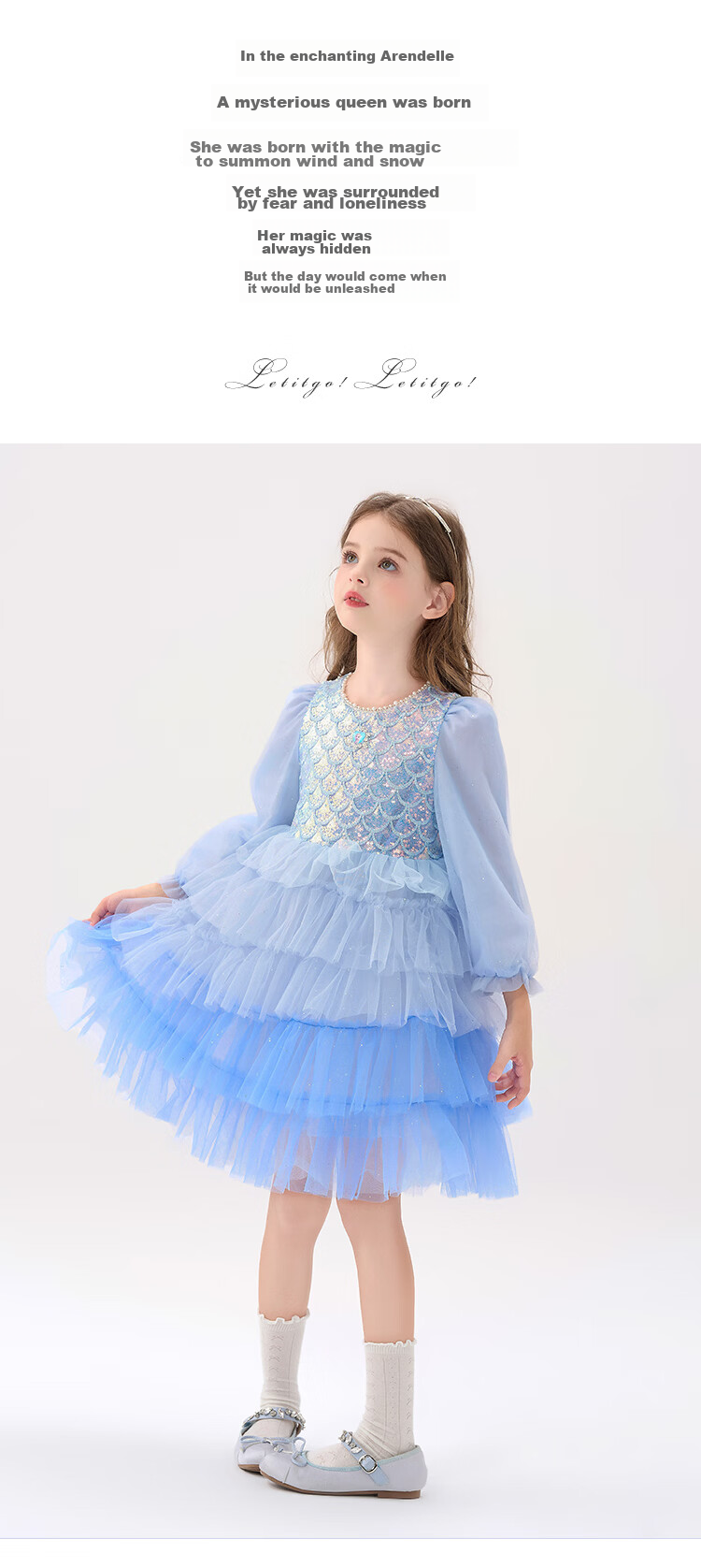 Disney Elsa Princess Dress Girls' Dress 2026 Spring New Birthday Tulle Dress Children's Clothing 14