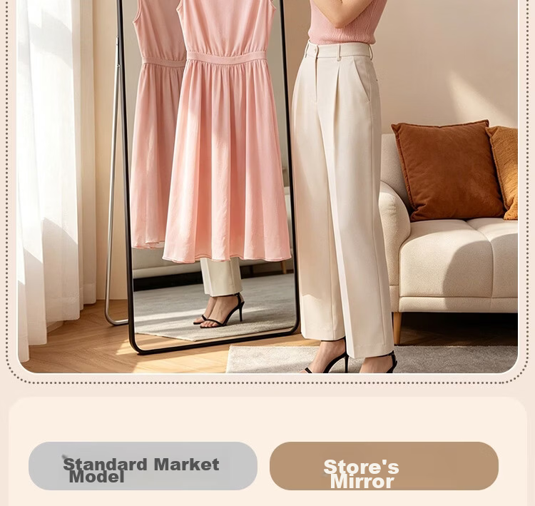 Anerya Full-Length Floor Mirror Aluminum Alloy Dressing Mirror 40x150cm for Home Bedroom Dorm Wall-Mounted 6