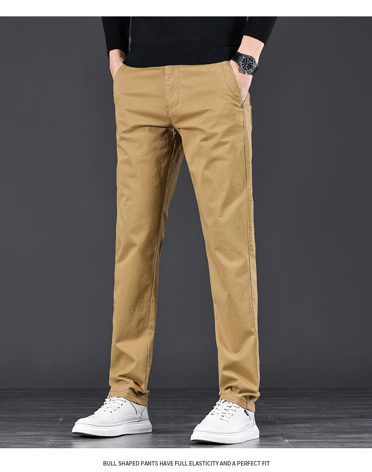 JEEP High-End Men's Casual Pants, New Spring 2026 Style, Loose Straight-Leg, Light Business Pure Cotton Trousers for Me 17