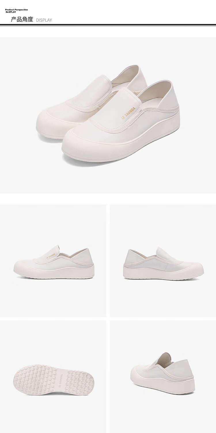 Le saunda Active Series 2026 Spring New Slip-On Casual Genuine Leather White Sneakers Women 7M38102 Cream White OWL35 15