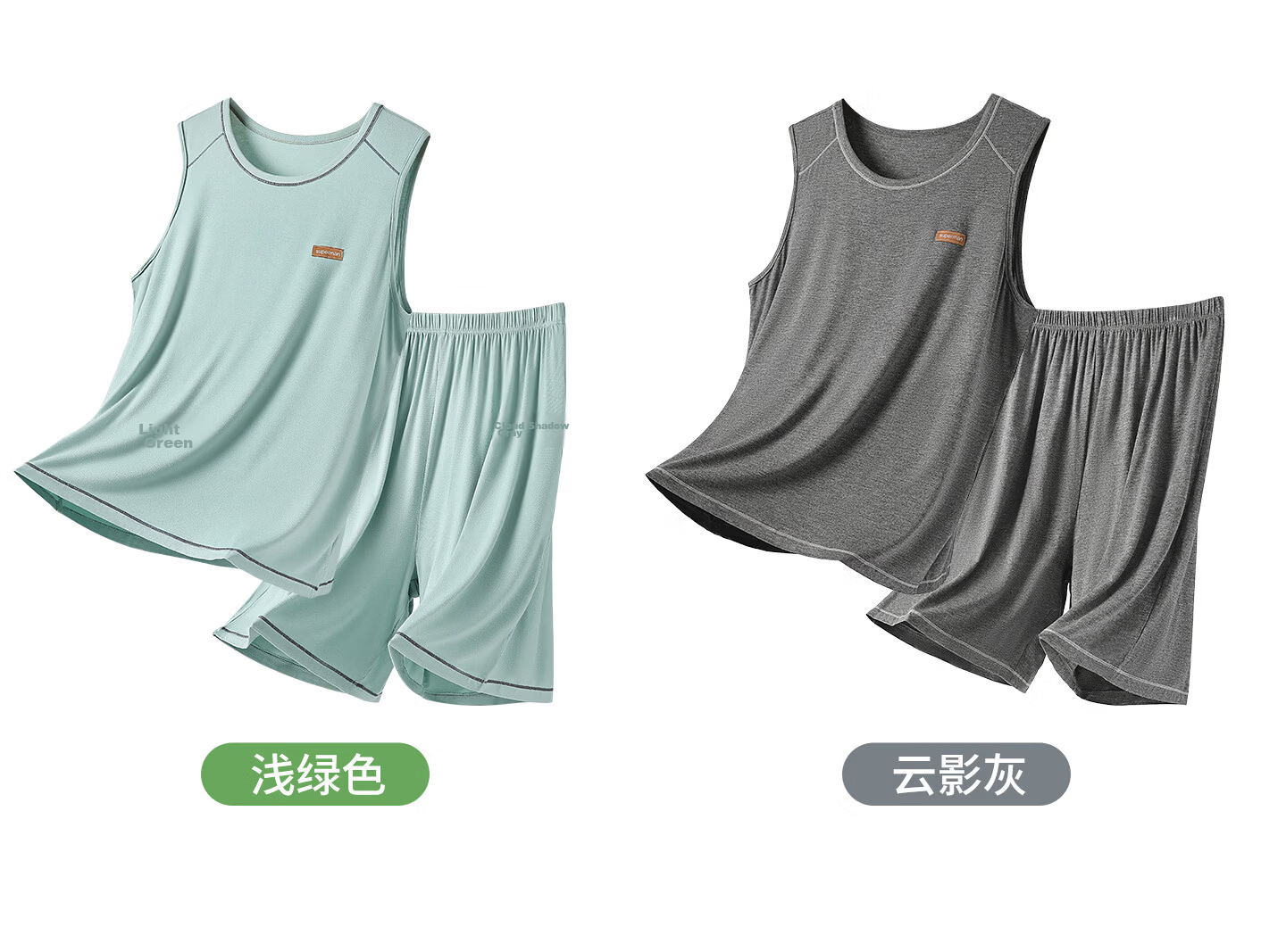 Langsha Kids Sleeveless Ice Silk Pajama Set for Boys Summer Vest and Shorts Youth Homewear 14