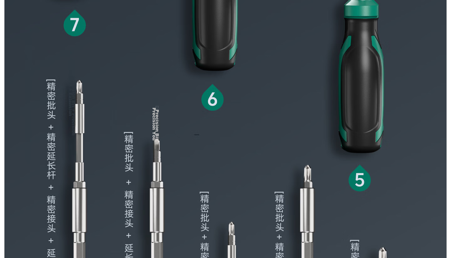 GREENER 【Yueguang Treasure Box】80-Piece Precision Screwdriver Set Multi-Function Bits Ratchet Wrench Motorcycle Repair 13