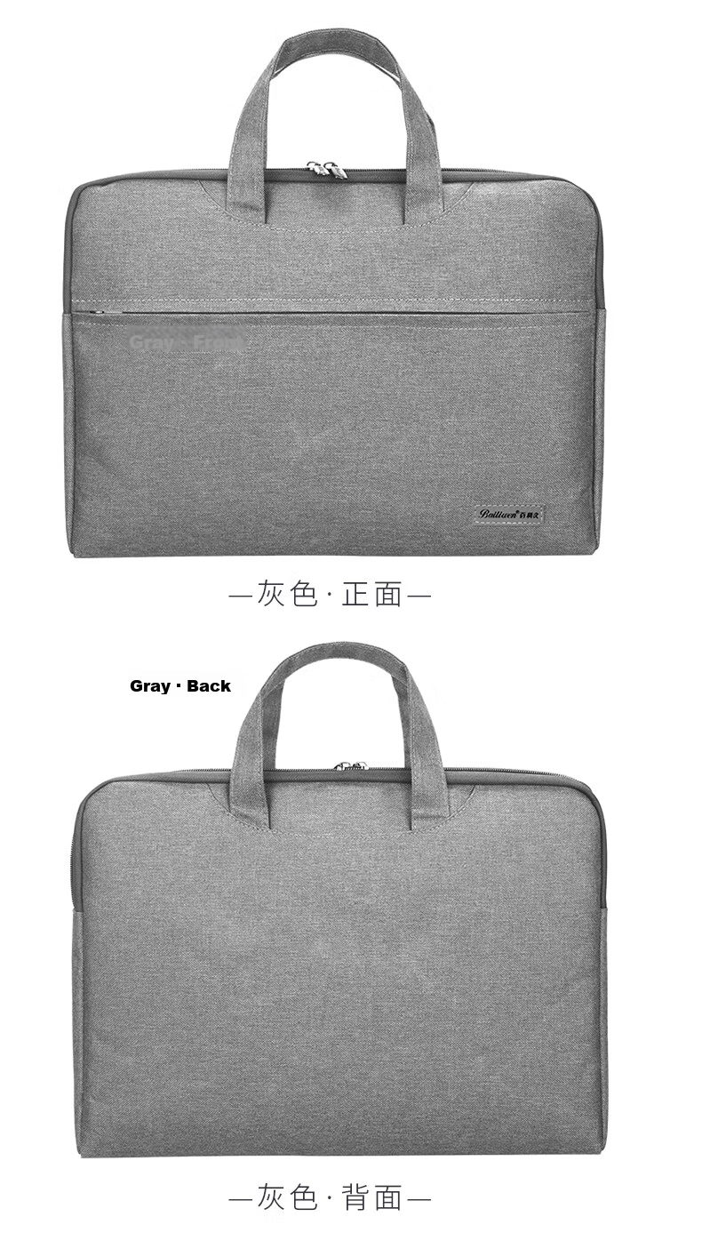 Bailiwen BK8635 Black Thickened 3D Briefcase/Handbag/Business Bag/Document Bag/Zipper Bag/Commuter Handbag/Meeting Bag 12