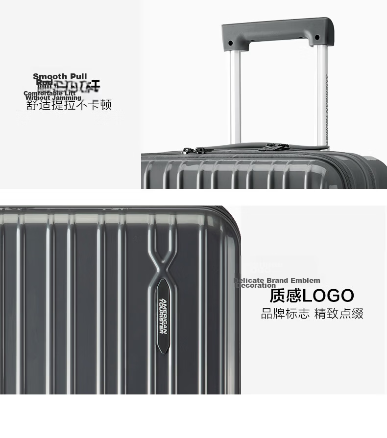 Mei Travel Luggage 20-Inch Front-Opening PC Material Trolley Case Student Password Lock Fries Suitcase 79B Meteor Gray 21