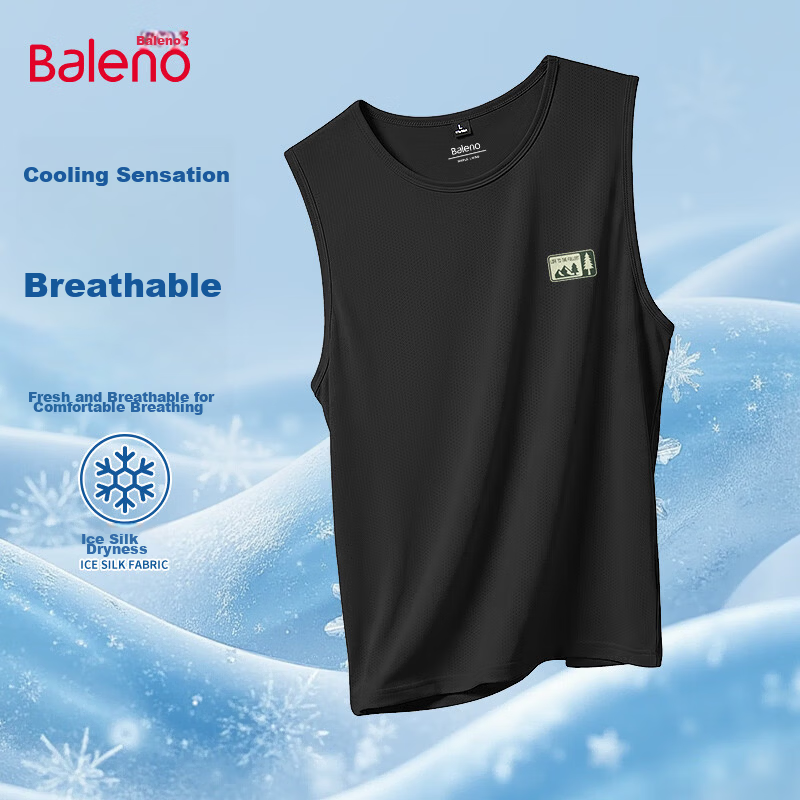 Baleno Men's Ice Silk Mesh Vest Summer New Quick-Dry Breathable Sleeveless Running Cooling Sports Fitness T-Shirt 25