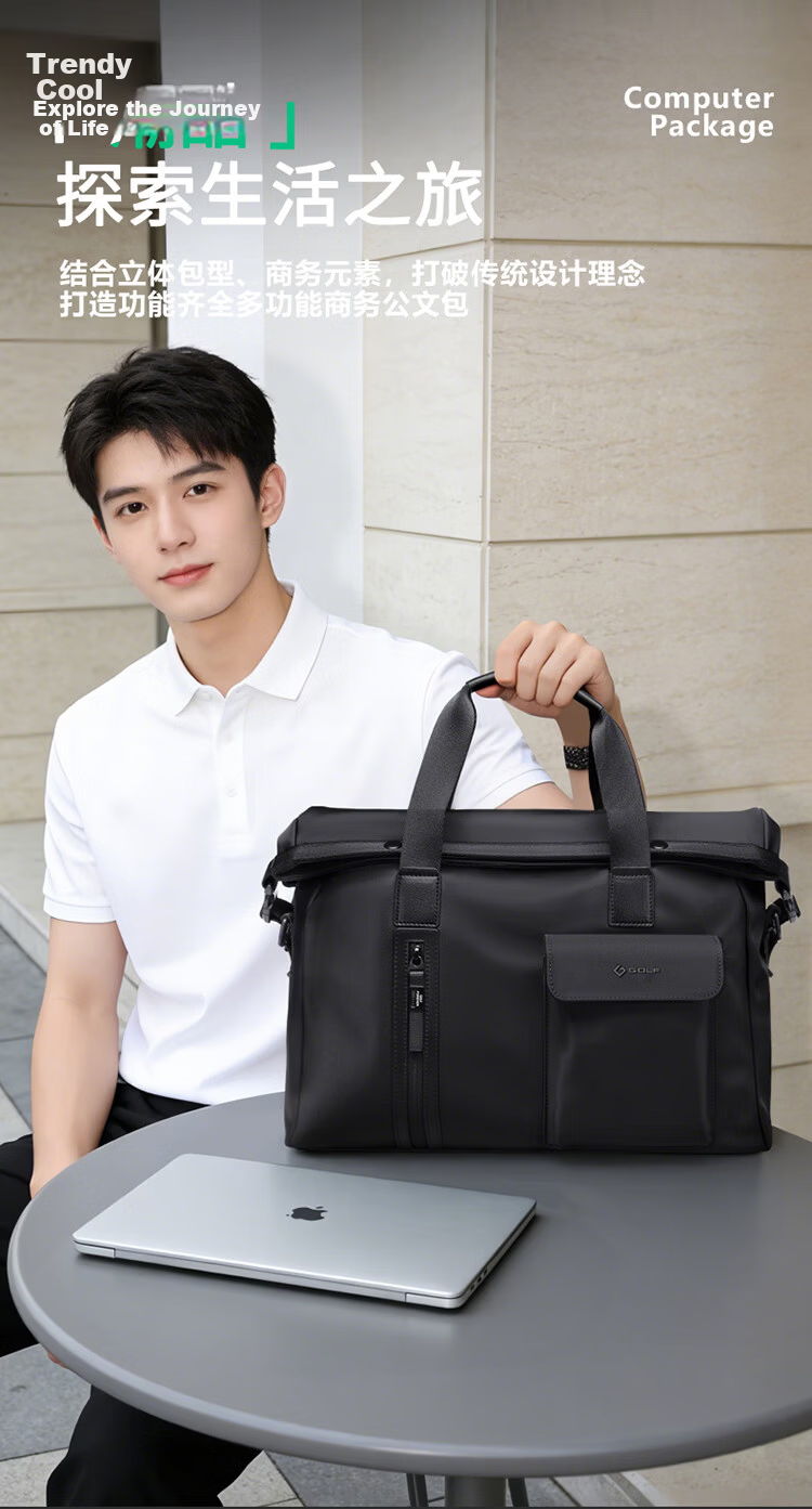 GOLF Men's Briefcase Handbag 13.3/14 Inch Laptop Bag Business Casual Commuter Travel Office Bag 1